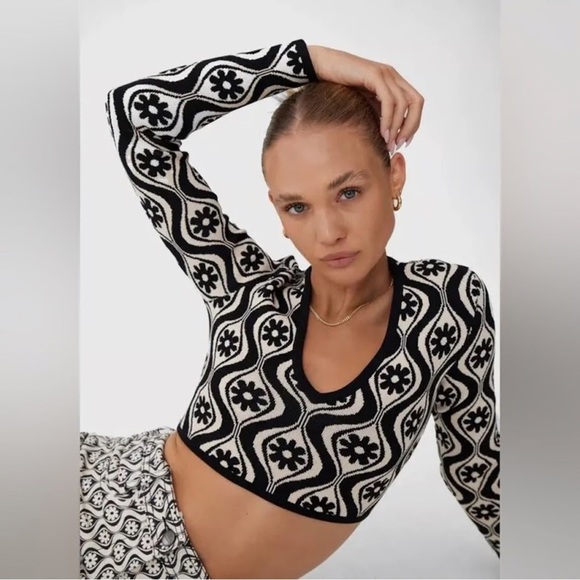 NWT Finders Keepers Retro Quinn long sleeve Knit Top - size M - Picture 3 of 5